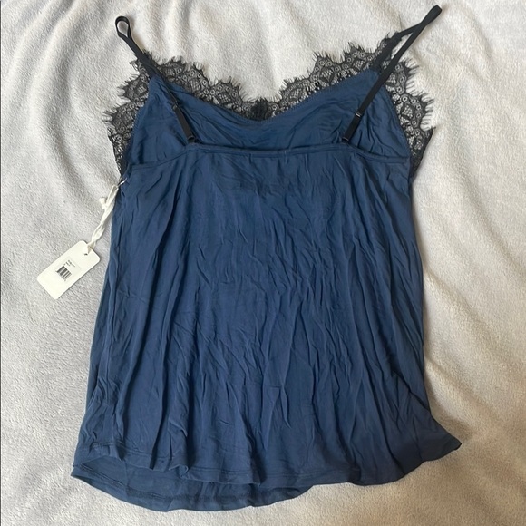 NEW Seeing Stars Navy Sleep Camisole with Eyelash Lace Detail - Picture 6 of 6